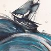 Artist Leni Kae Detail Sailing The High Seas A2 Watercolour Mixed Media Artwork