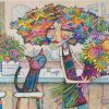 Florist's Companion By Teresa Mundt Colourful Colorful Cat Florist Quirky Art Painting