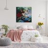 Nature Lover's Bright Bedroom Interior With A Wall Art Of Flower