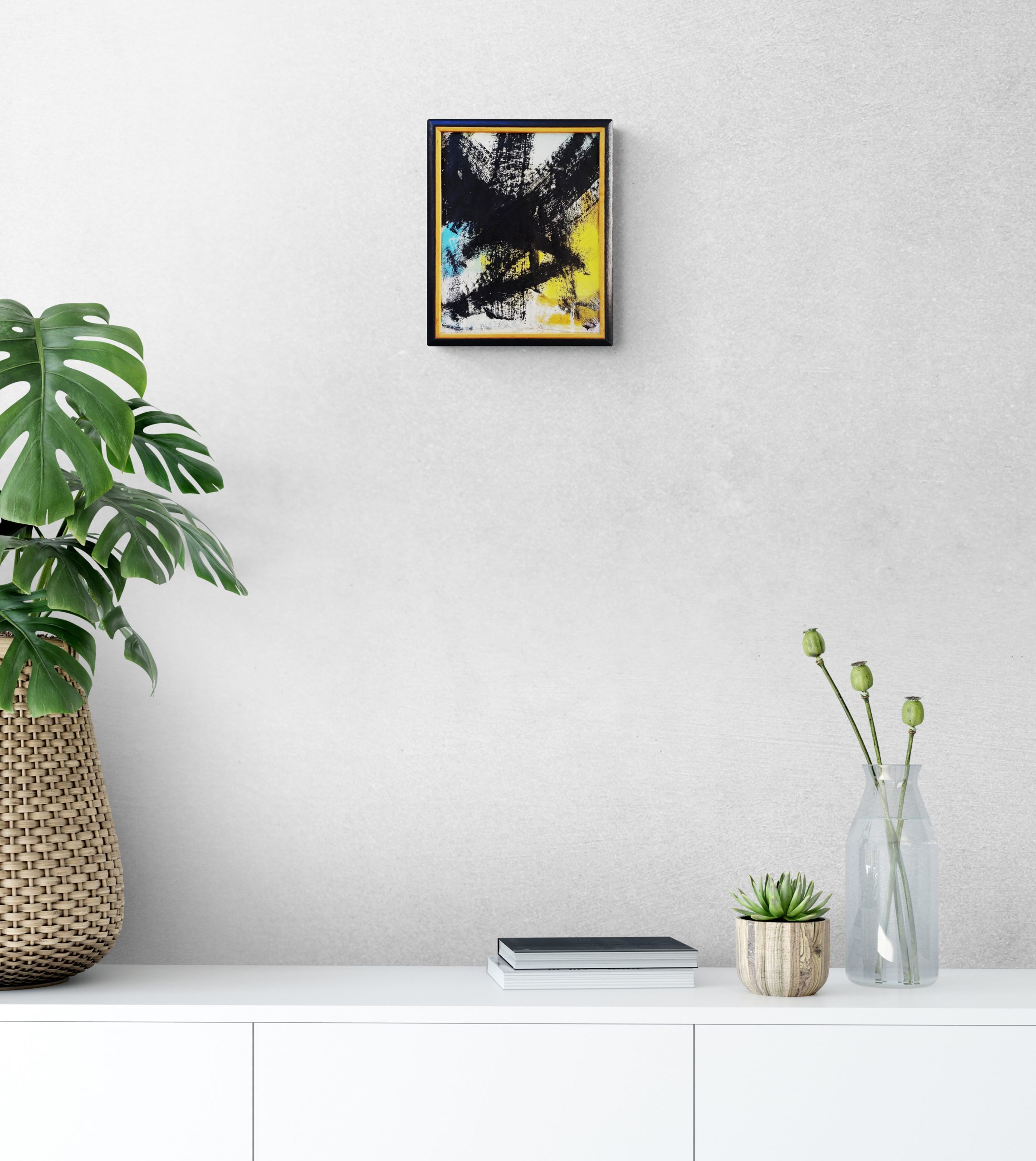 White Cabinet With Plants And Books2