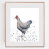 Artist Leni Kae French Hen Framed Eg Watercolour Painting 