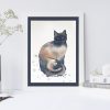 Artist Leni Kae I See You Interior Framed Eg Watercolour Cat Painting A4 