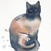 Artist Leni Kae I See You Watercolour Cat Painting A4 