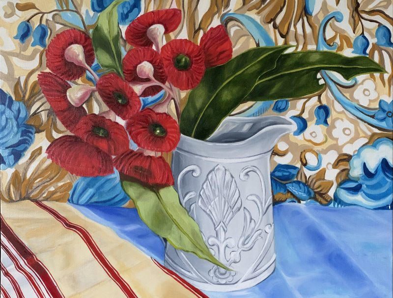 Red Gum Blossom and the Antique Stone ware Jug