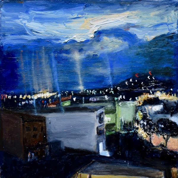 O'sullivan, Anne, 'hotel Night View,' Water Based Oil On Canvas, 20x20cm, 2020