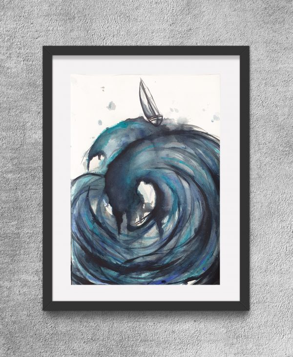 Sailing The High Seas Iii Framed Eg Artist Leni Kae Watercolour Art