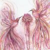 Artist Leni Kae Pink Hummingbird Joy (chrysanthemum Dreaming) Art Painting