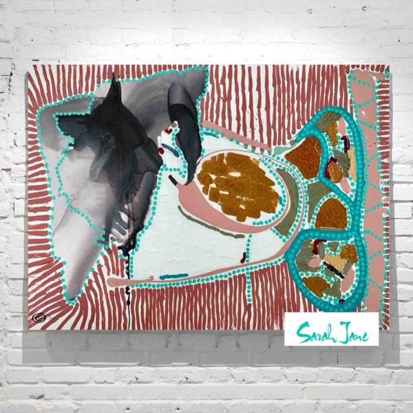 Sarah Jane Artist Australia Line Dot Painting Colourful Ocean Animal Titled Australiana I