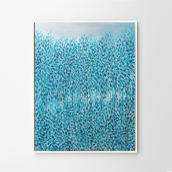 Artist Leni Kae Morning Blue Rising 2a White Frame Interior Design Blue Abstract Landscape