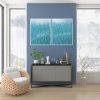 Artist Leni Kae Morning Blue Rising Diptych Interior Design Lounge Room Blue Art