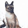 Artist Leni Kae Siamese Cat Watercolour Cat Painting Original Art2 Photo
