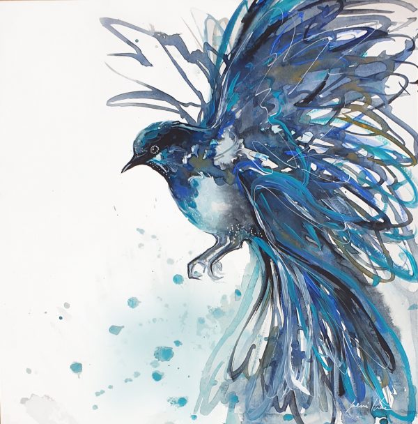 Artist Lenikae Fairy Wren Painting3 Watercolour Mixed Media