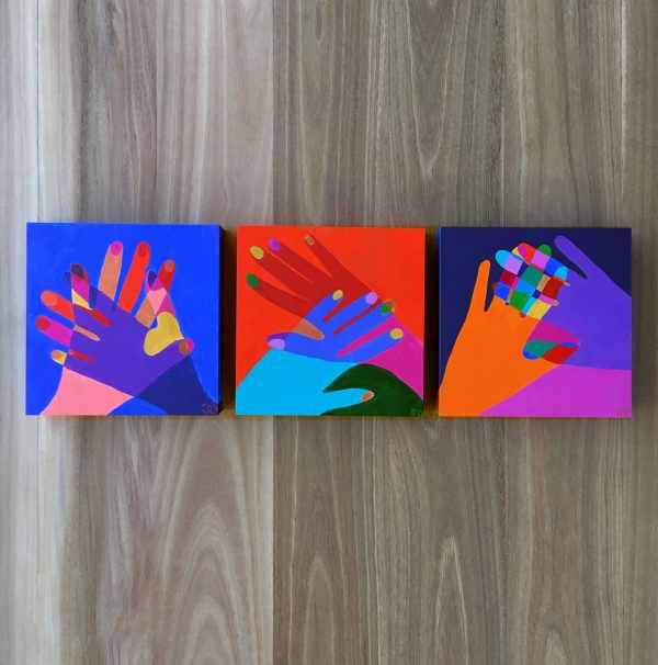 Hand In Hand Triptych (love Connect Embrace ) Shana Danon
