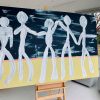 Large Modern Abstract Painting People Holding Hands Against The Grain Artist Sarah Jane From Adelaide