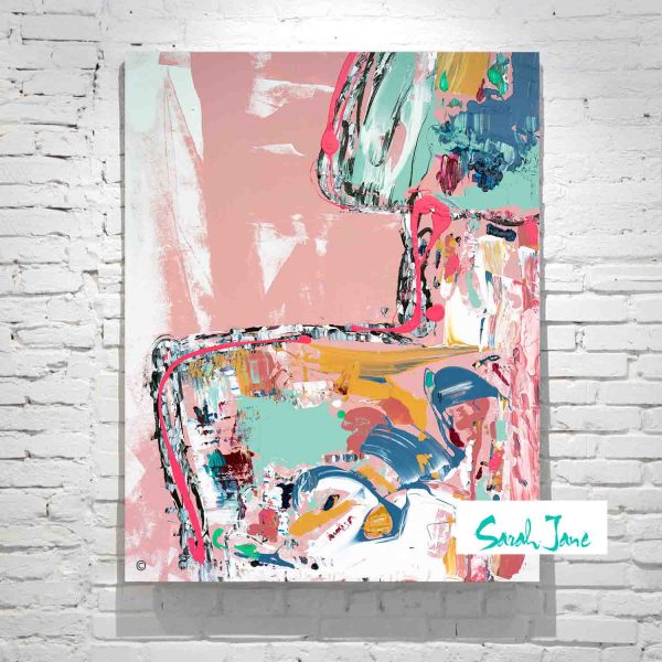 Sarah Jane Adelaide Modern Abstract Painting Large Woman Back Colourful Titled No Nonsense