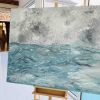 Sarah Jane Art Gallery Storm Iv Painting Rough Ocean Teal Seas