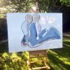 Sarah Jane Painting Couple Sitting Together Soft Colours Bodyline Ii