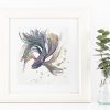 Artist Leni Kae Betta Fish Framed Example2 Watercolour Painting 18.9x21