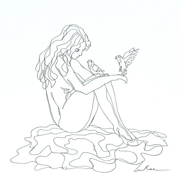 Birds By The Lake Line Art Drawing Sydney Artist Leni Kae Lineart Updated Zoom