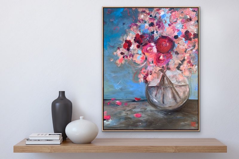 Blue Lace and paper Flowers