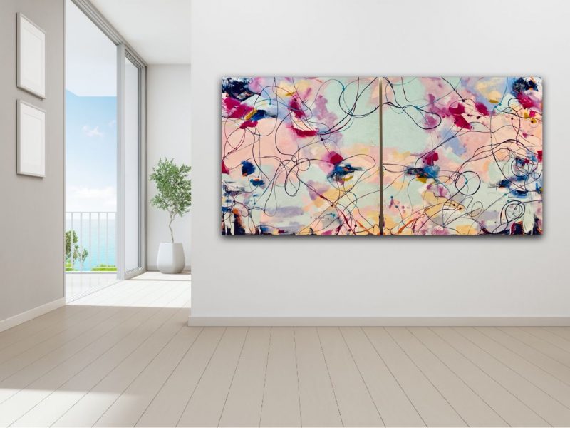 Mint and Pink Delight Diptych