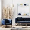Modern Living Room Mock Up With Dark Blue Sofa, Armchairs Near C