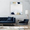 Modern Living Room Mock Up With Dark Blue Sofa, Armchairs Near C