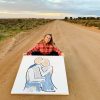 Painting On A Dirt Road In Outback Australia Bodyline Viii By Artist Sarah Jane