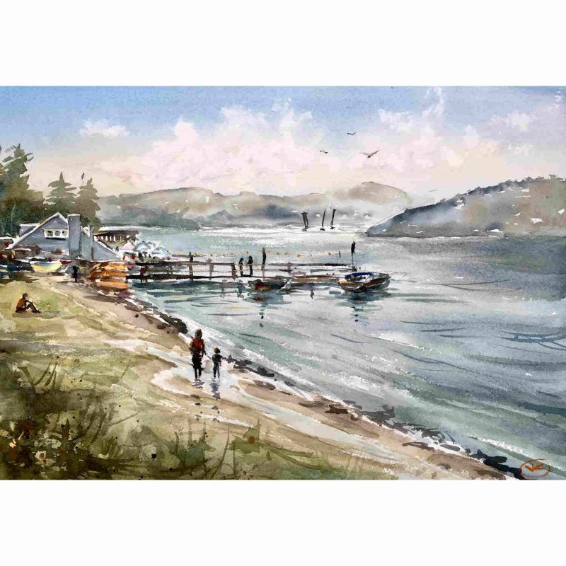 Palm Beach Boat House – Original watercolour painting