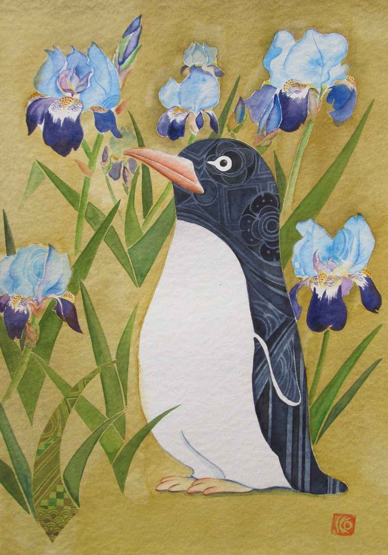 Irises and Penguin