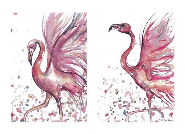 Artist Leni Kae Two Flamingo Print Set Kids Room Art
