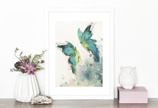 Dance Of The Butterflies Artist Leni Kae Interior Design Framed Eg Original Watercolour Art2