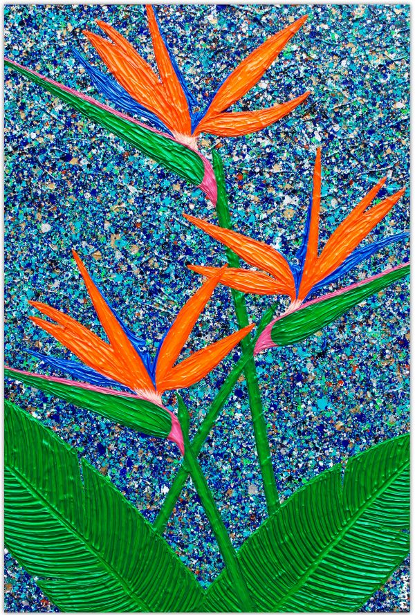 Bird Of Paradise Textured Abstract Painting Miranda Lloyd