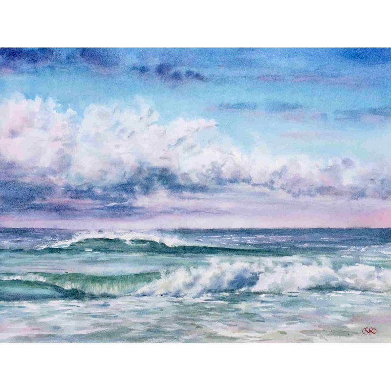 Clouds and Waves – Original watercolour painting