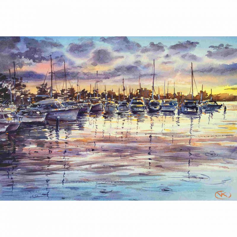 Colourful Sunset – Original watercolour painting