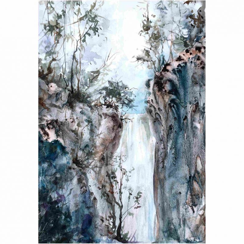 Blue Waterfall – Original watercolour painting