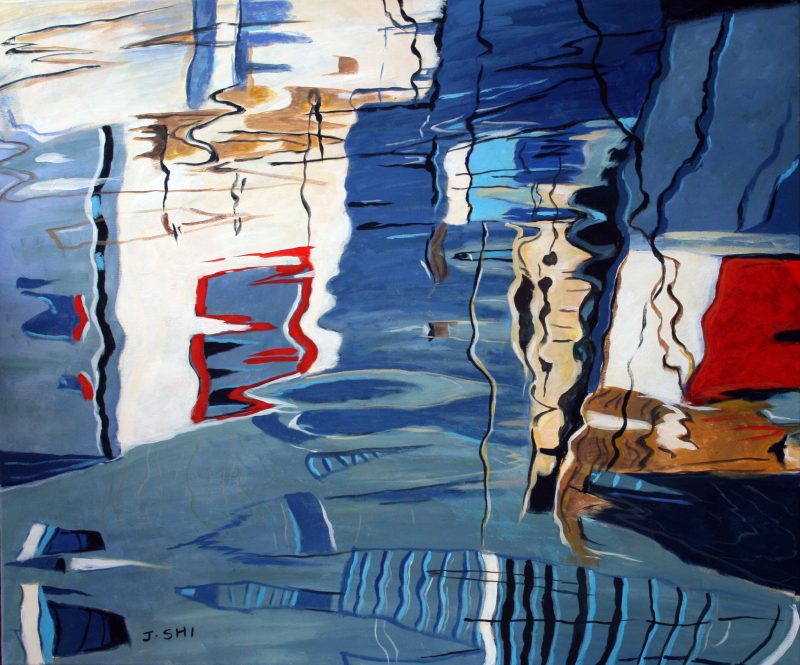 Abstract boat water reflection