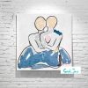Sarah Jane Artist Australia Modern Abstract Painting Figurative Couple Sitting Hugging Soft Colours Bodyline Ix