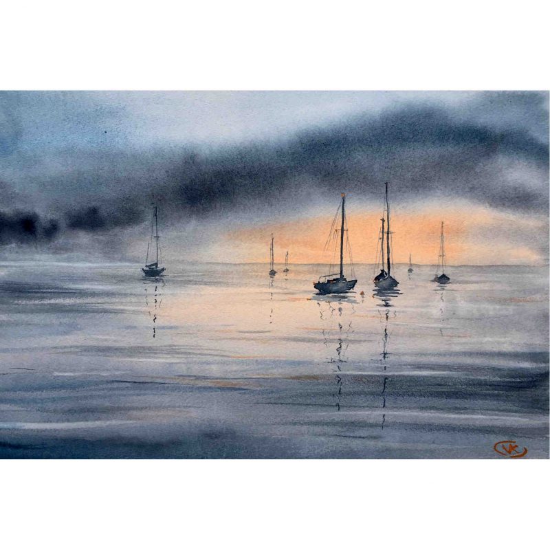 Silence Boats – Original watercolour painting