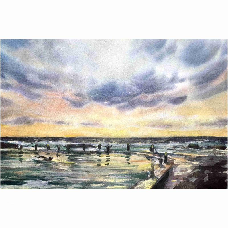 Morning Swimming – Original watercolour painting