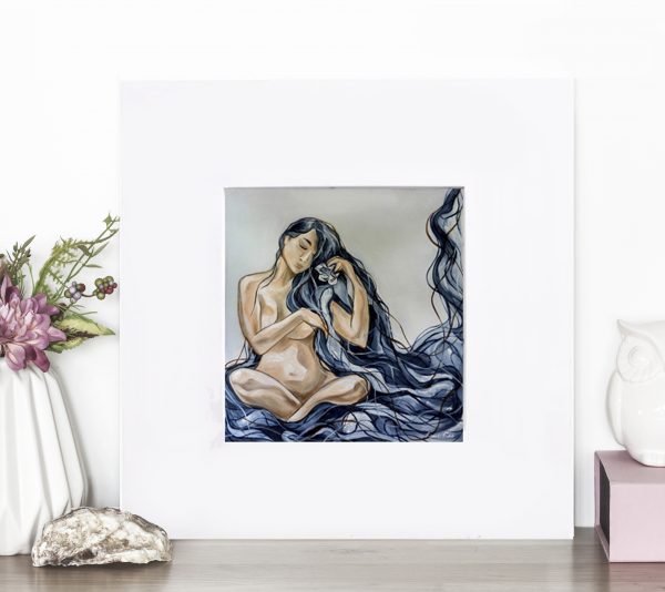 Blue Rain Carnation 1 Leni Kae Interior Design Small Painting Original