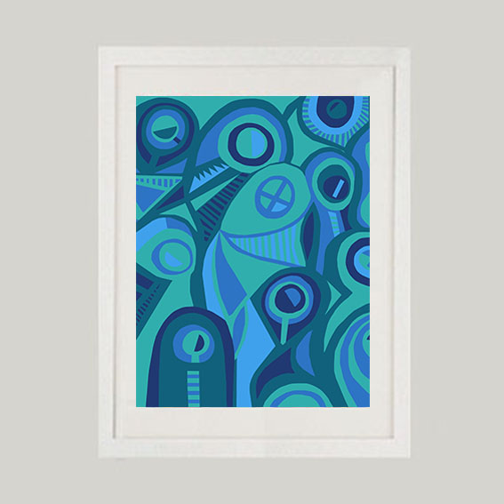 Cerulean Blue – abstract modernist line-work
