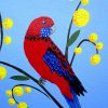 Crimson Rosellas In Wattle Zoom