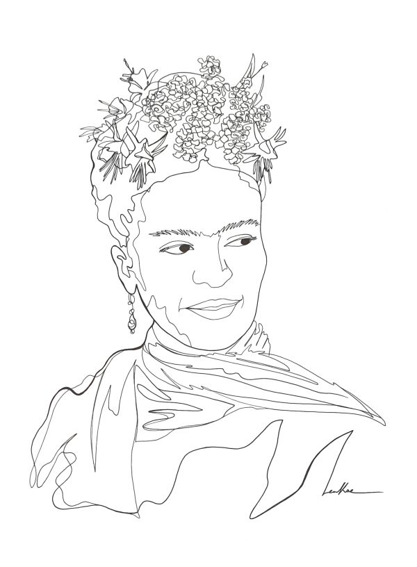 Frida Fan Line Art Drawing Leni Kae Illustration