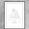 Leni Kae Sydney Artist Illustrator Framed Eg A Toe In The Water Line Art Drawing