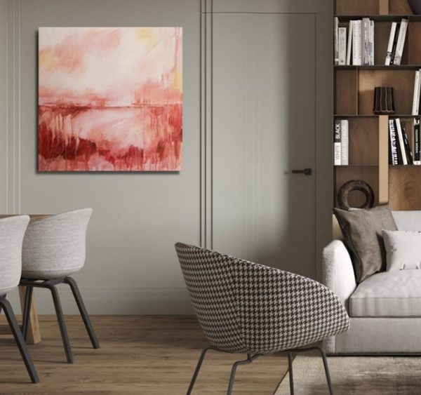 Rachel Prince Sunset Plains 06 101cmx101cm Acrylic On Canvas 1600 Quiet Reflection Series 2020 In Situ 2 1024x1024