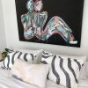 Contemporary Bedroom Black Canvas Art Colourful People Lovers Crush I Sarah Jane Art