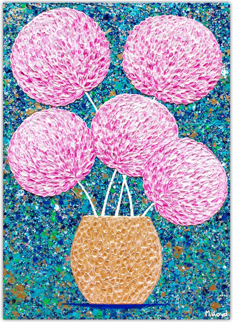 Flowers in Vase Abstract Pink Textures – SOLD