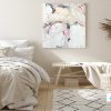 Australian Modern Art By Sarah Jane Abstract Painting Soft Colours Titled Electric Dreams In Contemporary Bedroom