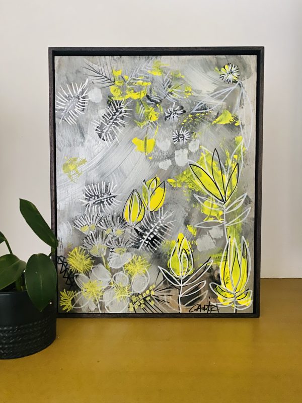 Carita Farrer Spencer Metal Petal Acrylic On Wood Insitu 37x47.5